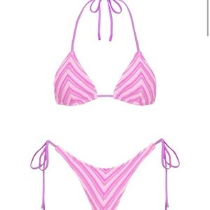 Triangl Swimwear Pink and White Chevron Bikini